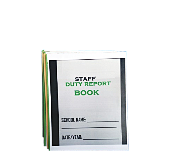 staff duty, duty register, duty log book, staff schedule, school duty book, employee duty register, GIEPONG stationery, administrative books