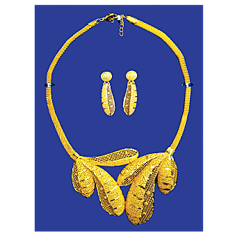 Leaf Motif Costume Jewelry Set (Necklace & Earrings)