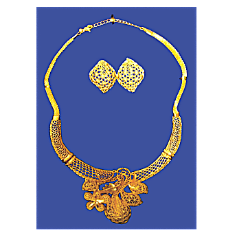 Peacock Motif Costume Jewelry Set (Necklace & Earrings)