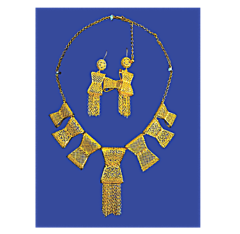Ribbon Tassel Costume Jewelry Set (Necklace & Earrings)