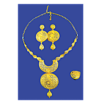Round Disc Costume Jewelry Set (Necklace, Earrings & Ring)