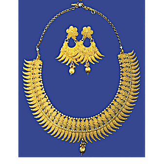 Spiral Feather Costume Jewelry Set (Necklace & Earrings)