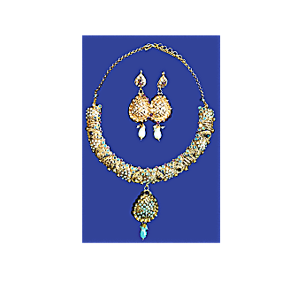 Stone Drop Jewelry Set Necklace & Earrings, Gold-Tone Stone Drop Costume Jewelry, GIEPONG Fashion Jewelry