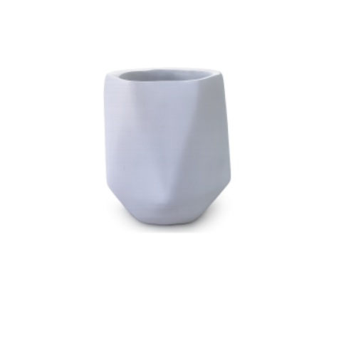 White cement flower pot 18 inch geometric design – Giepong Abuja
