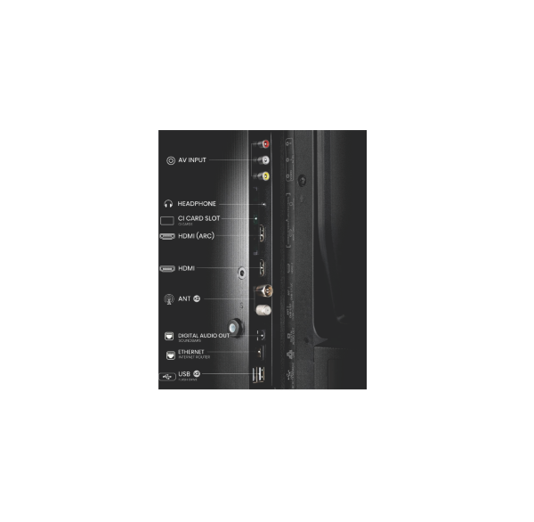 A4N Side detail Hisense 32 inch VIDAA smart TV side view