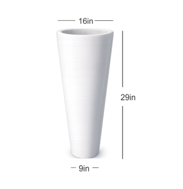 White tall tapered cement pot 29 inch conical design – Giepong Abuja
