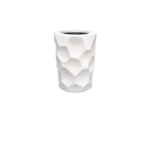 White faceted fibre flower pot 16 inch textured design – Giepong Abuja