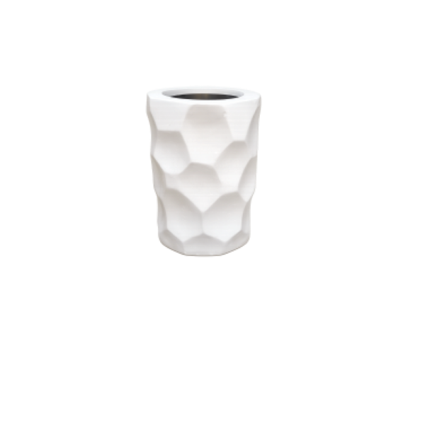 White faceted fibre flower pot 16 inch textured design – Giepong Abuja