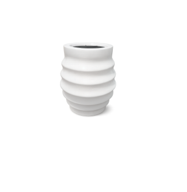 White ribbed fibre flower pot 18 inch textured design – Giepong Abuja