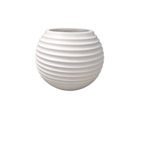 White ribbed sphere fibre pot 18 inch rounded design – Giepong Abuja