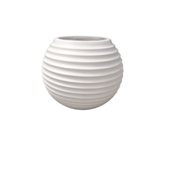 White ribbed sphere fibre pot 18 inch rounded design – Giepong Abuja