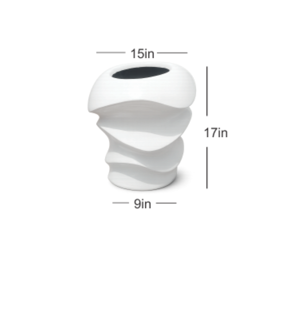 White sculptural fibre flower pot 17 inch modern design – Giepong Abuja