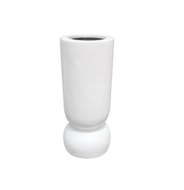 White pedestal fibre flower pot 28 inch elevated design – Giepong Abuja