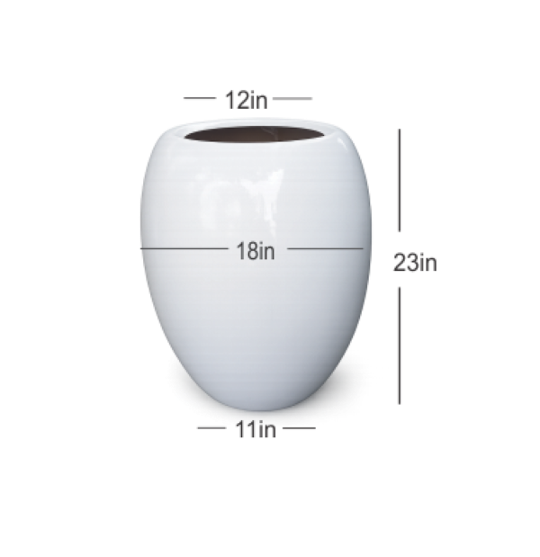 White tapered fibre pot 23 inch oval design – Giepong Abuja