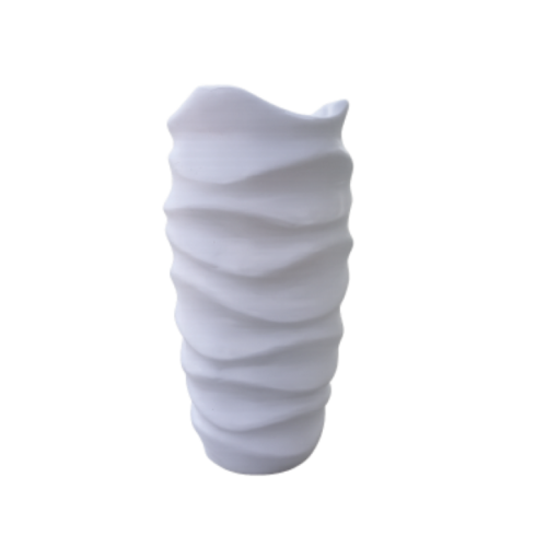 Wavy cement flower pot 29 inch white sculpted design – Giepong Abuja