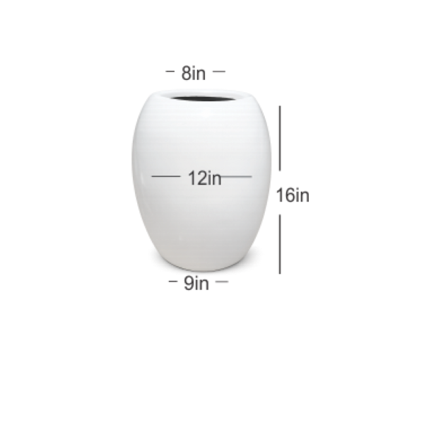 White egg shape fibre pot 16 inch rounded design – Giepong Abuja