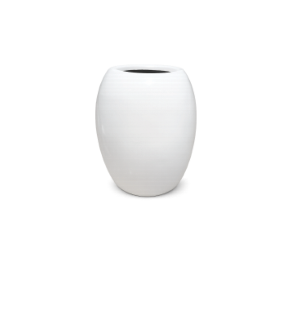 White egg shape fibre pot 16 inch rounded design – Giepong Abuja