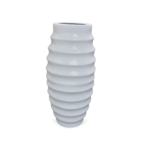 Tall white ribbed fibre pot 31 inch textured design – Giepong Abuja