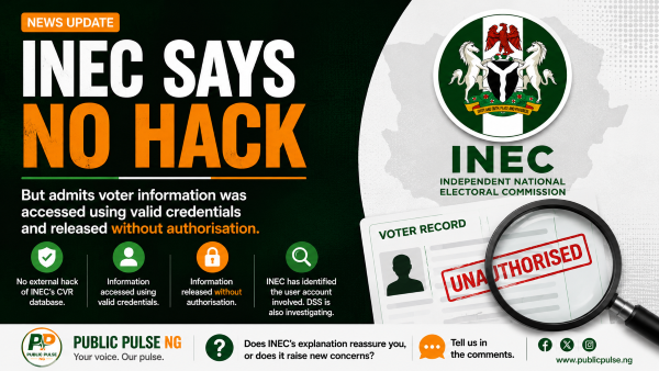 INEC voter information release statement confirming no external hack of the CVR database